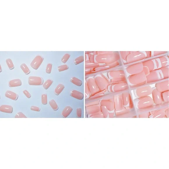 288 Piece Medium Length Peach Shade French Tips Fake Nails NEW in Package - Picture 3 of 5